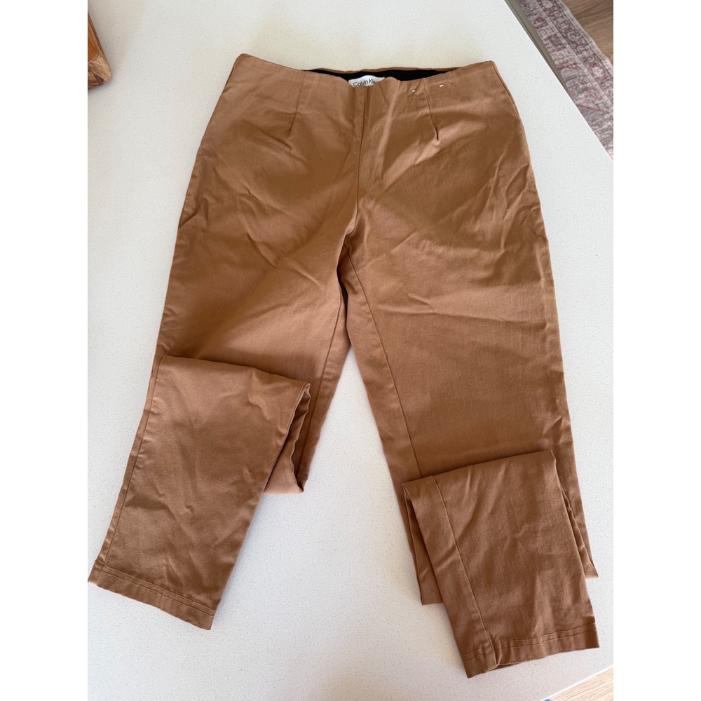 Calvin Klein Womens Brown Pull On Slim Leg Dress Pants Size 6
